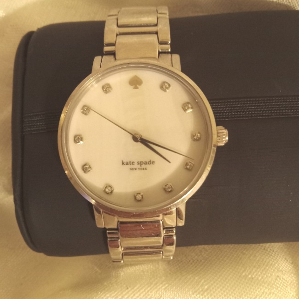 Kate spade Live Colorfully silver tone mother of pearl rhinestone face